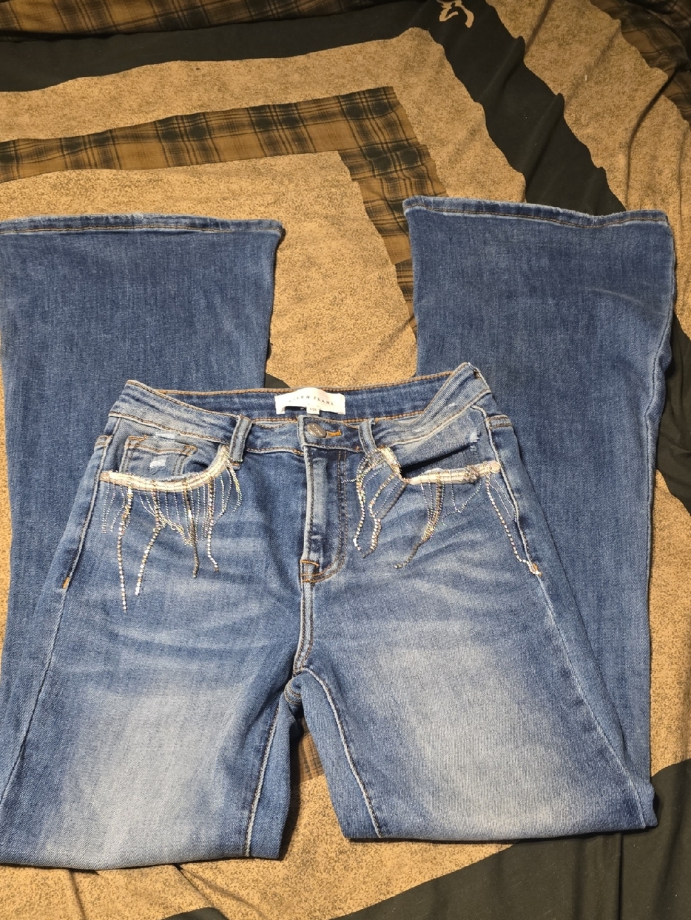 Women’s Blue Rhinestone-Trim Bootcut Jeans Brand New Size 26